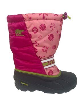 Sorel Women’s 7 Pink Floral Snow Boots Waterproof Insulated Adjustable Winter